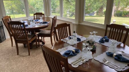 Breakfast tables at the Andon-Reid Inn B&B in Waynesville, NC