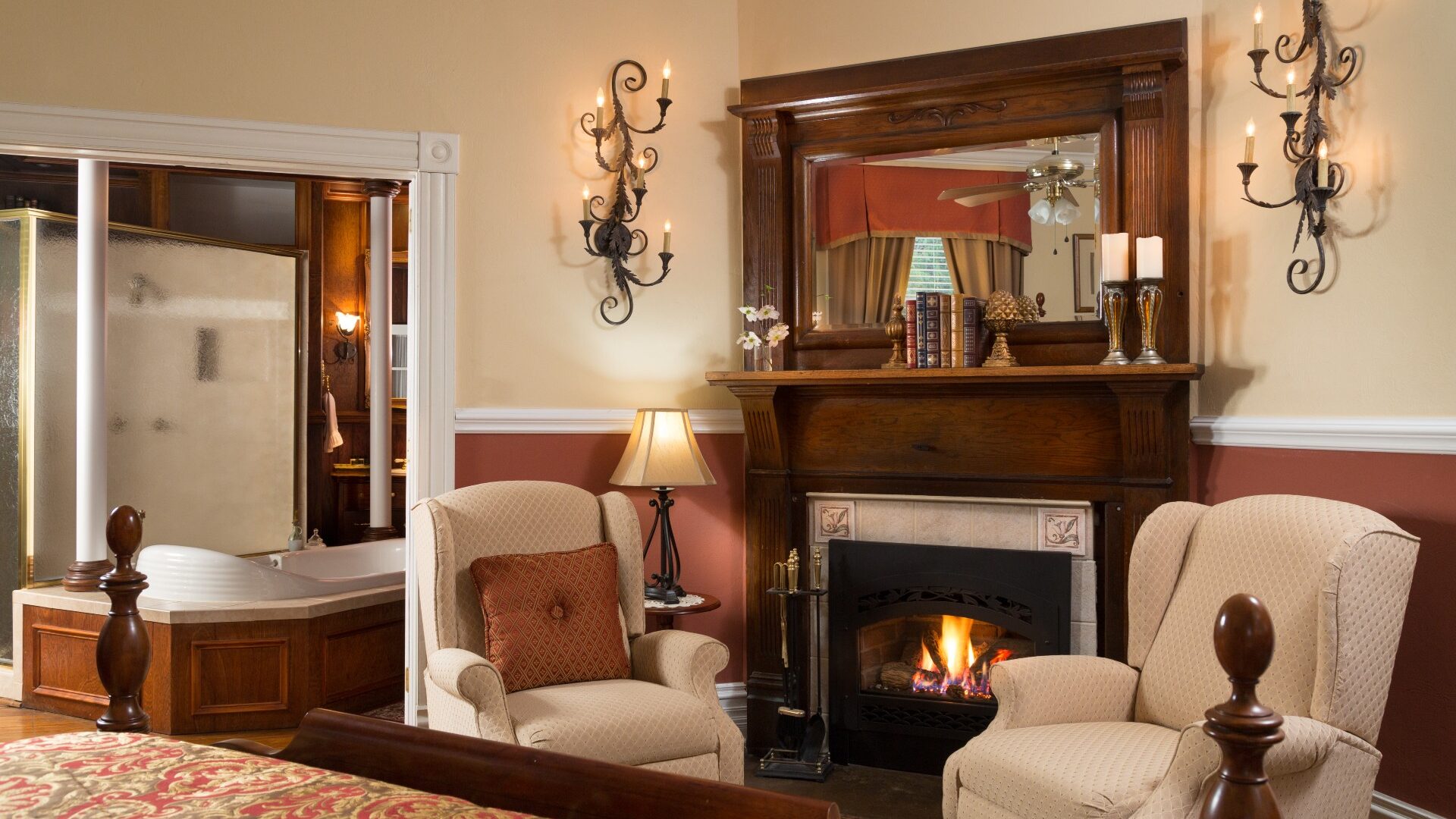 grand library suite fireplace at Andon-Reid Inn B&B