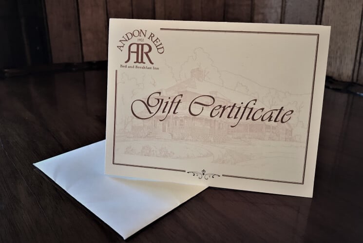 Andon-Reid Inn B&B Gift Certificates - A Gift Of Relaxation